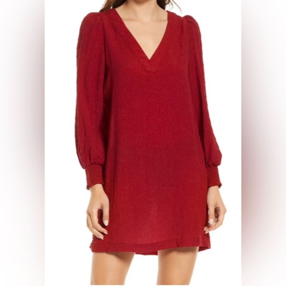 BB Dakota By Steve Madden Ruston Textured Long Sleeve Shift Mini Dress